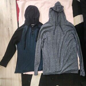 Distortion Hudson Barrow Hoodie Mens M Blue Gray Pullover Hooded Sweatshirt